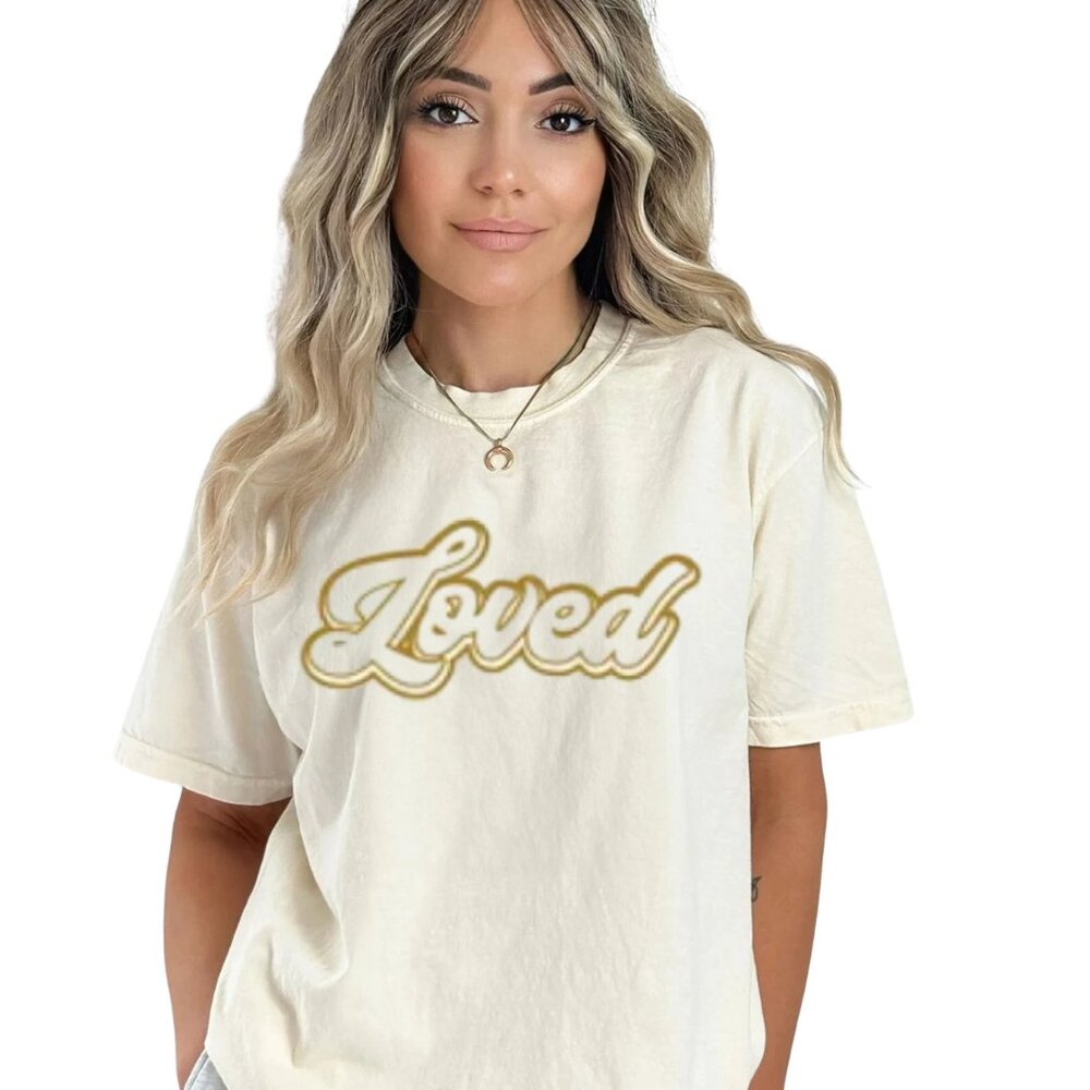 PAIGE Golden Loved Graphic Tee Cream & Gold All Sizes! NWT